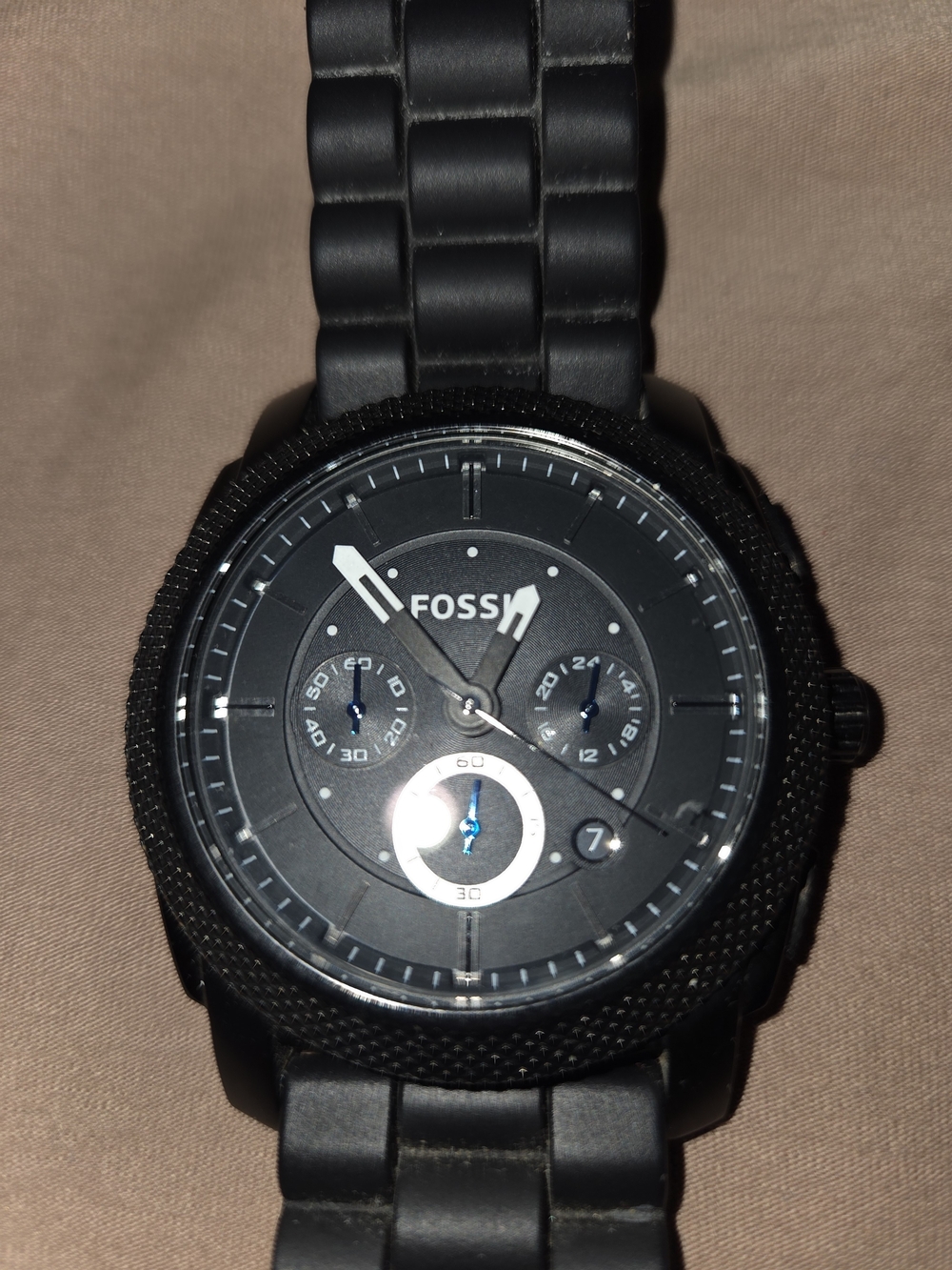 Fossil Black Silicone Chronograph Watch